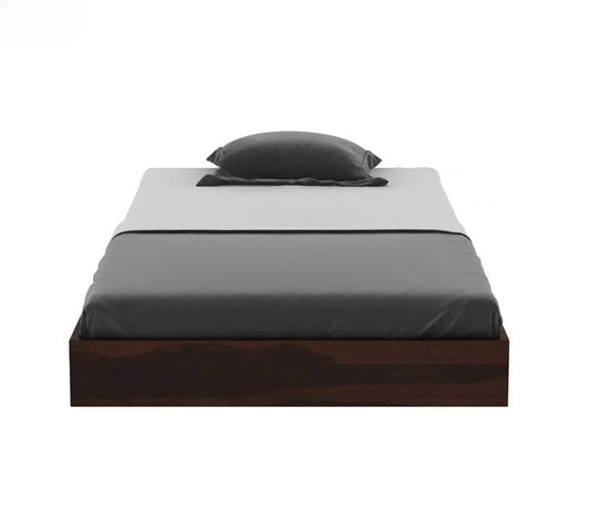 Solid Sheesham Wood Low Height Single Bed Cot Minimalist, Walnut Finish