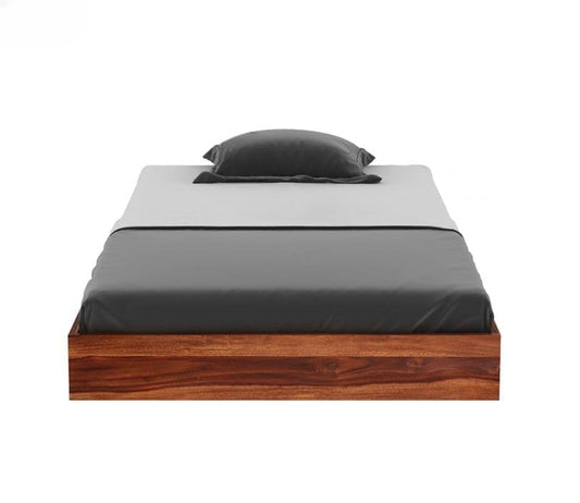 Solid Sheesham Wood Low Height Single Bed Cot Minimalist, Honey Finish