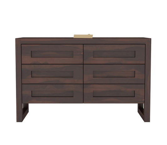Solid Sheesham Wood 6-Drawer Chest of Drawers Sideboard