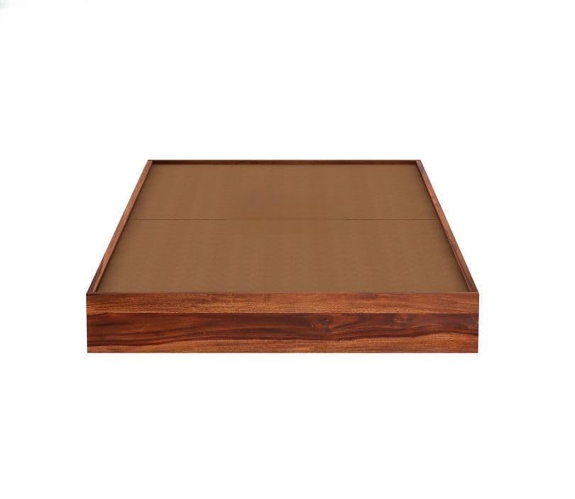Solid Sheesham Wood Low Height Single Bed Cot Minimalist, Honey Finish