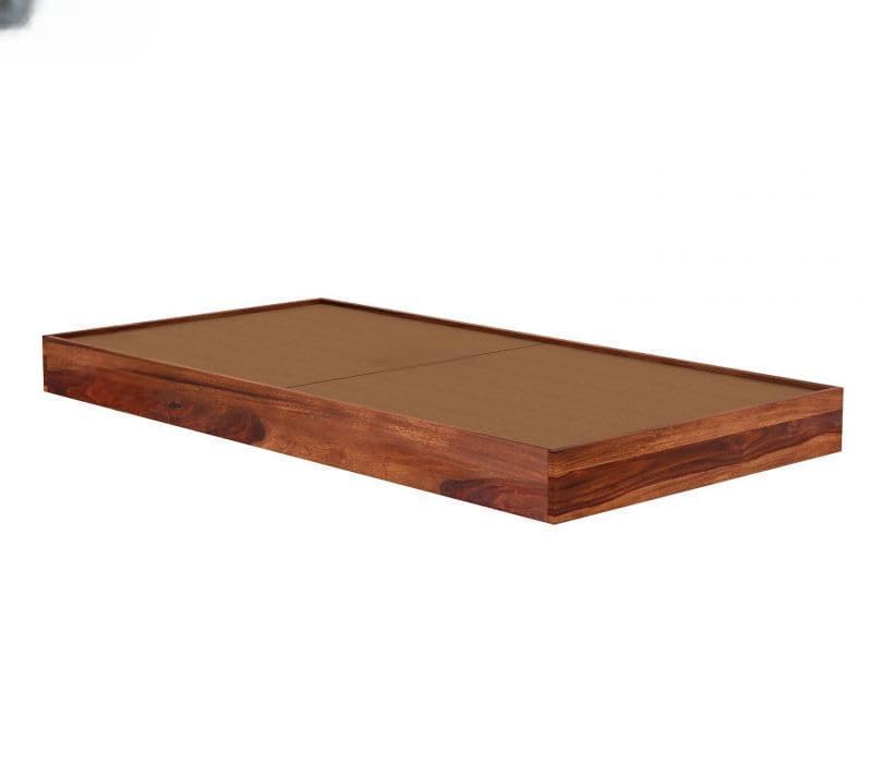 Solid Sheesham Wood Low Height Single Bed Cot Minimalist, Honey Finish
