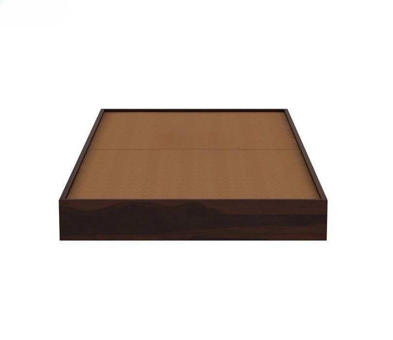Solid Sheesham Wood Low Height Single Bed Cot Minimalist, Walnut Finish