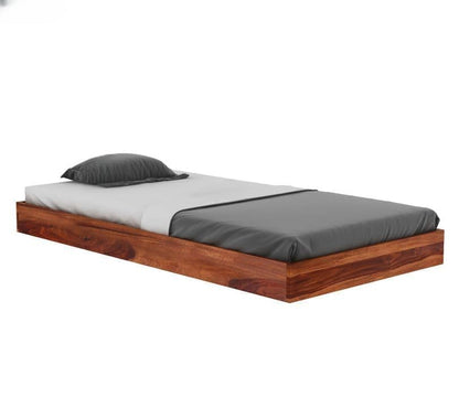 Solid Sheesham Wood Low Height Single Bed Cot Minimalist, Honey Finish