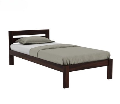Solid Sheesham Wood Single Bed Cot with Strong Headboard, Walnut