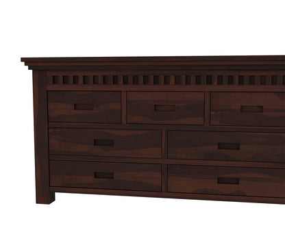 Solid Sheesham Wood 7-Drawer Chest of Drawers | Walnut Finish