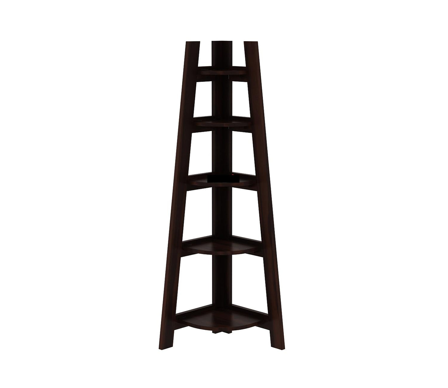 Solid Sheesham Wood Corner Ladder Bookshelf Display Rack