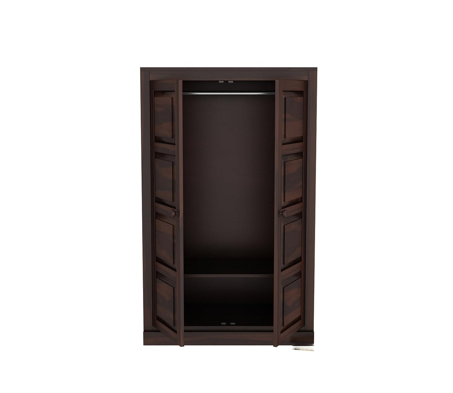 Solid Sheesham Wood 2-Door Wardrobe with Drawers & Shelves