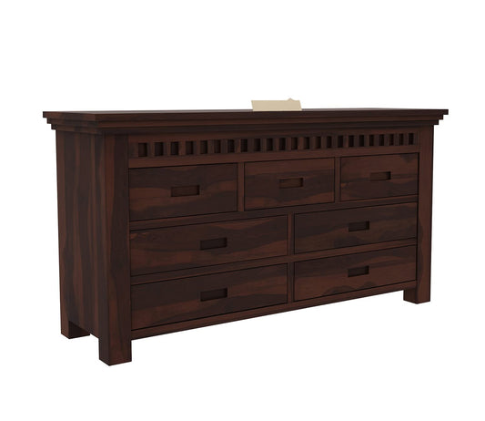 Solid Sheesham Wood 7-Drawer Chest of Drawers | Walnut Finish