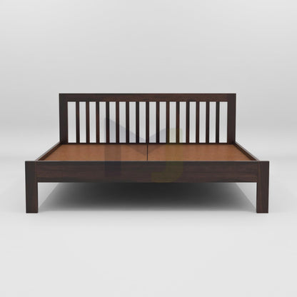 Solid Sheesham Wood King Size Double Bed Without Storage, Walnut
