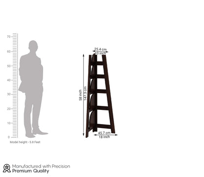 Solid Sheesham Wood Corner Ladder Bookshelf Display Rack