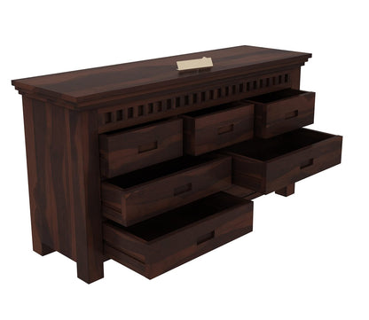 Solid Sheesham Wood 7-Drawer Chest of Drawers | Walnut Finish