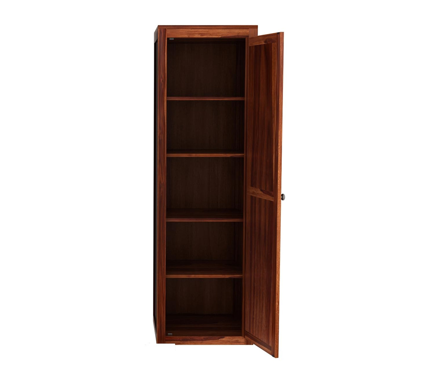 Solid Sheesham Wood Single Door Almirah Wardrobe with Shelves, Design 33