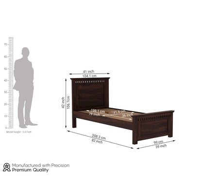 Solid Sheesham Wood Single Bed Cot Without Storage