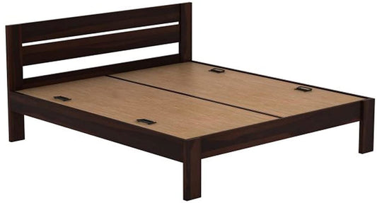 Solid Sheesham Wood Queen Size Bed Cot Without Storage Walnut