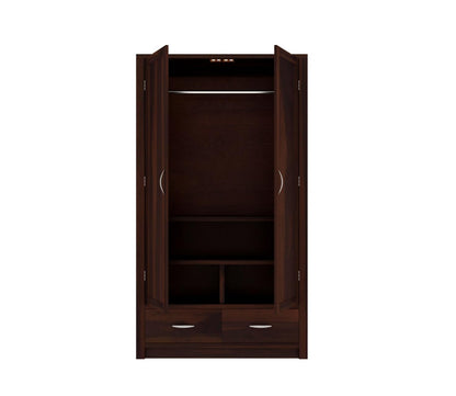Solid Sheesham Wood 2-Door Wardrobe with Drawers