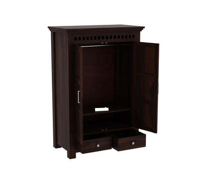 Solid Sheesham Wood 2-Door Wardrobe with Drawers & Shelves