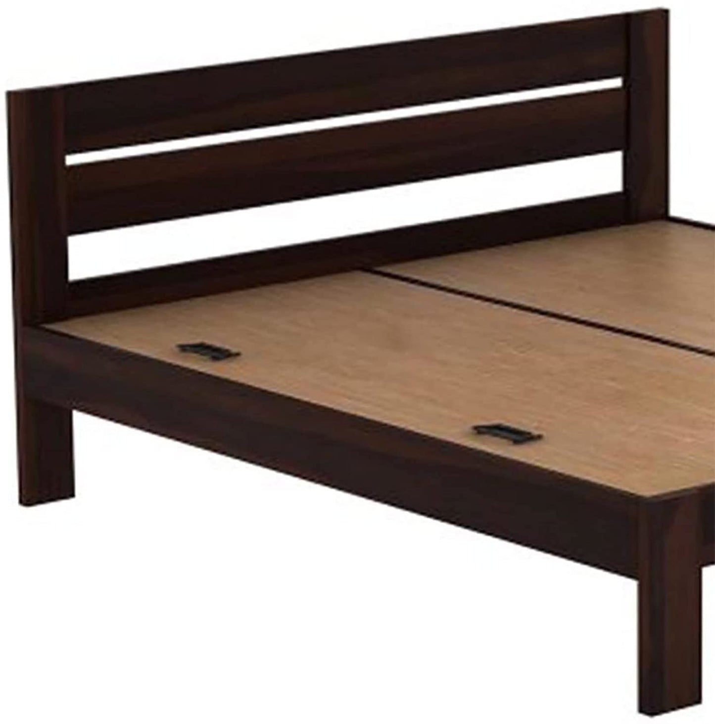 Solid Sheesham Wood Queen Size Bed Cot Without Storage Walnut