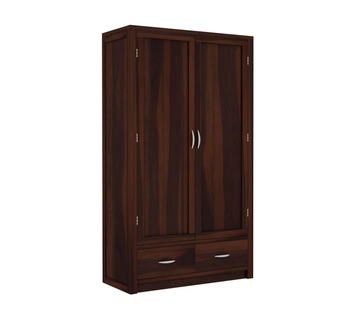 Solid Sheesham Wood 2-Door Wardrobe with Drawers