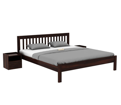 Solid Sheesham Wood King Size Bed Cot Without Storage, Walnut Finish
