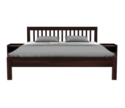 Solid Sheesham Wood King Size Bed Cot Without Storage, Walnut Finish