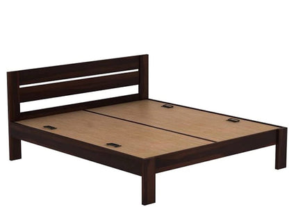 Solid Sheesham Wood Queen Size Bed Cot Without Storage Walnut