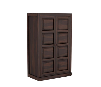 Solid Sheesham Wood 2-Door Wardrobe with Drawers & Shelves