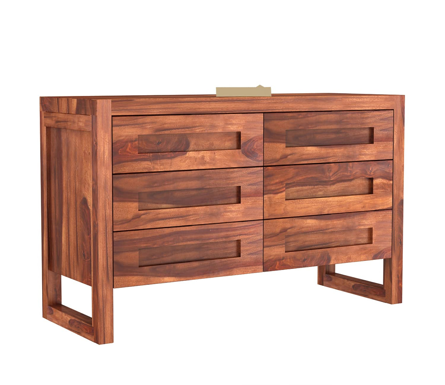Solid Sheesham Wood 6-Drawer Chest of Drawers Sideboard Wilson Honey