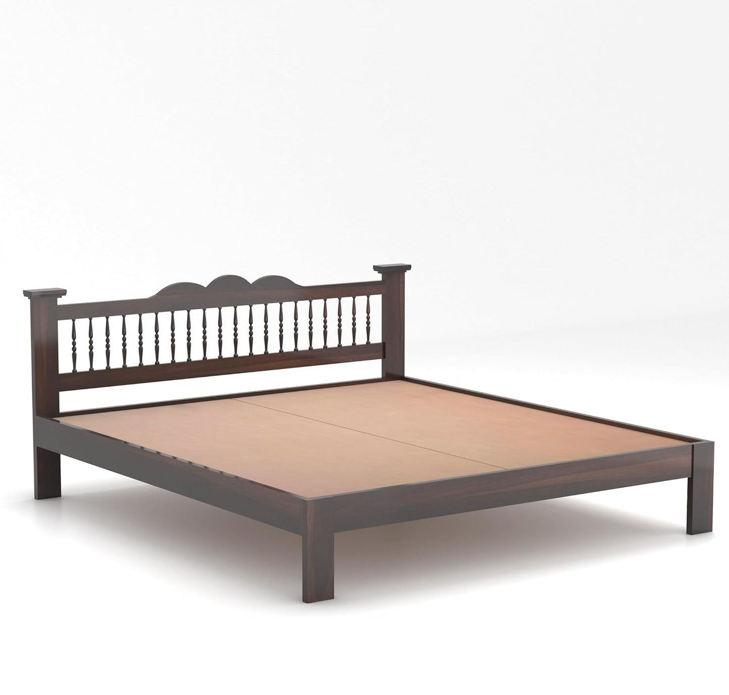 Solid Sheesham Wood Queen Double Bed Cot Without Storage