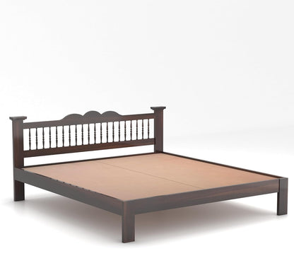 Solid Sheesham Wood Queen Double Bed Cot Without Storage