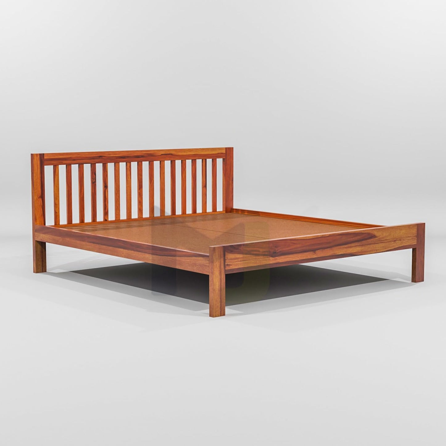 Solid Sheesham Wood Low Height Platform King Bed Without Storage