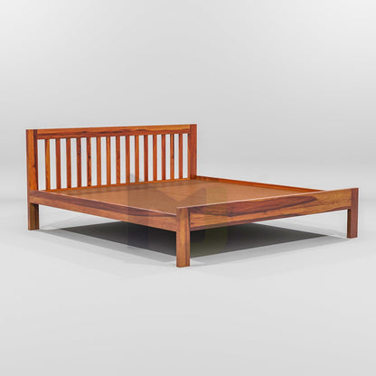 Solid Sheesham Wood Low Height Platform King Bed Without Storage