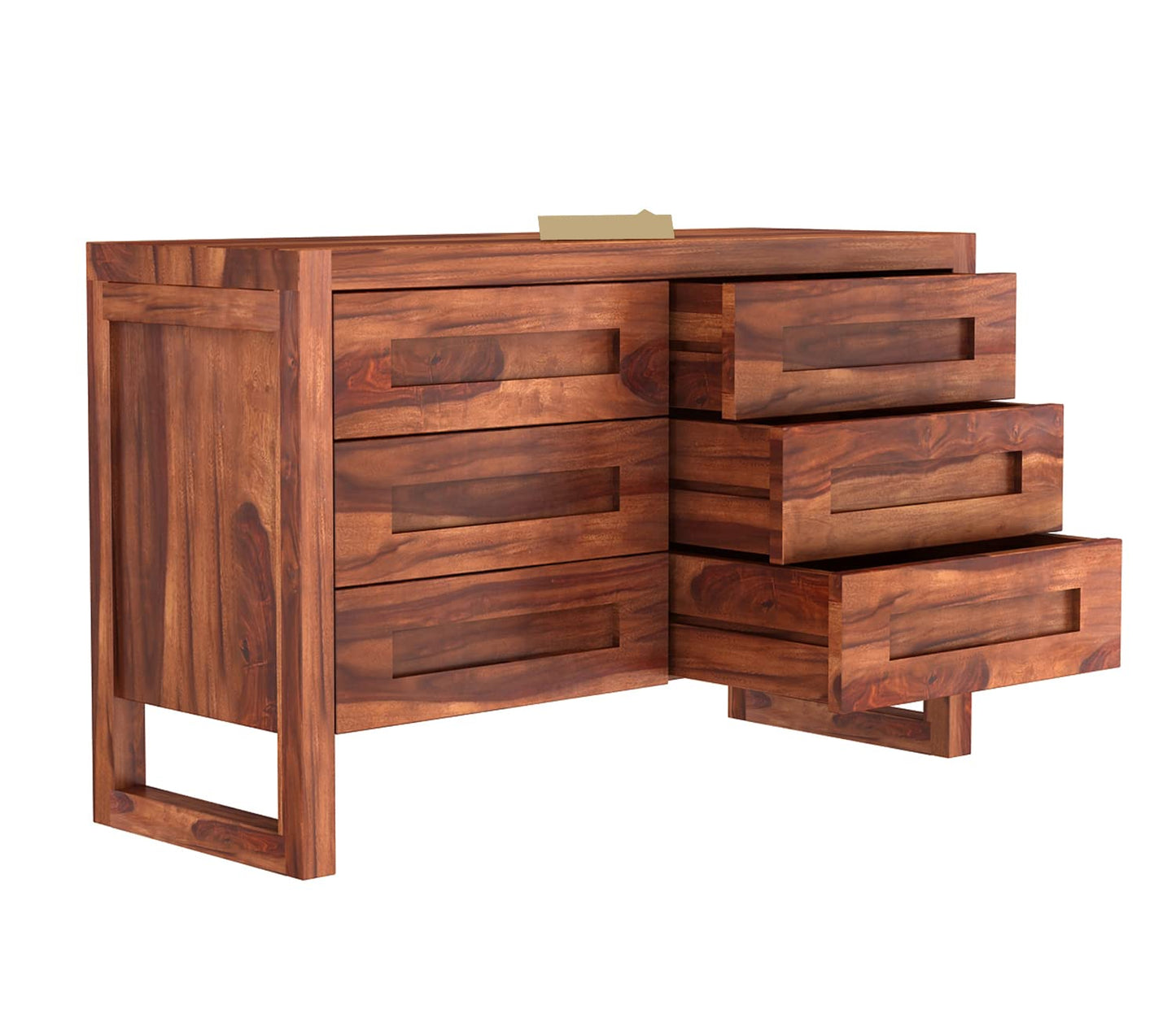 Solid Sheesham Wood 6-Drawer Chest of Drawers Sideboard Wilson Honey
