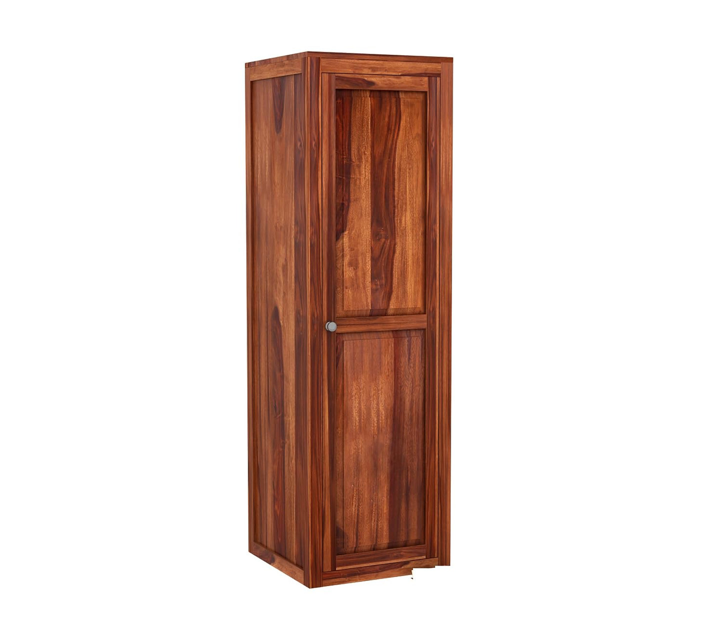 Solid Sheesham Wood Single Door Almirah Wardrobe with Shelves, Design 33