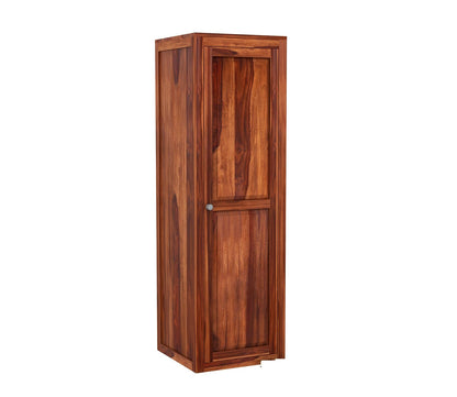 Solid Sheesham Wood Single Door Almirah Wardrobe with Shelves, Design 33