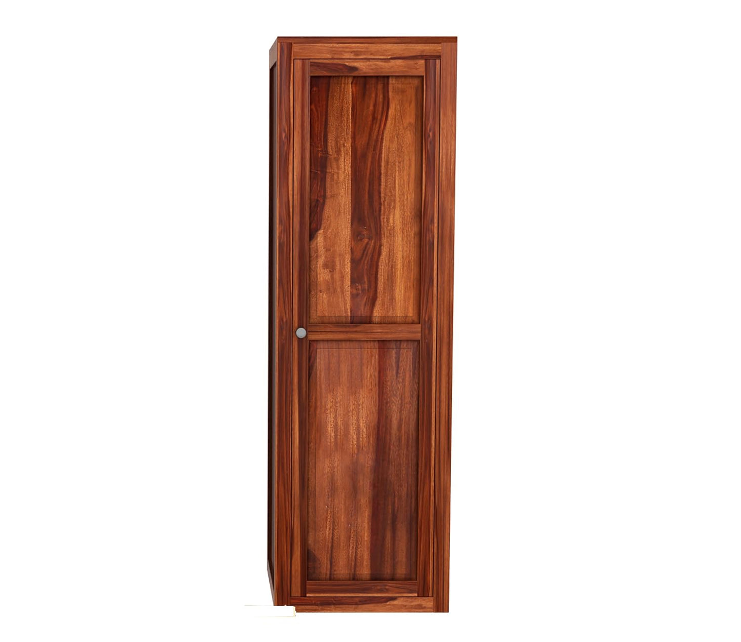 Solid Sheesham Wood Single Door Almirah Wardrobe with Shelves, Design 33