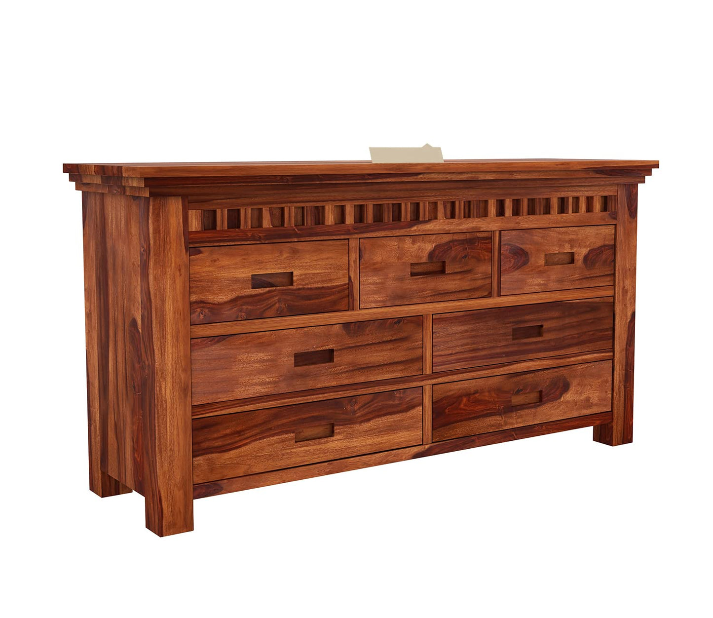 Solid Sheesham Wood Chest of Drawers / Dresser Cabinet with 7 Drawers