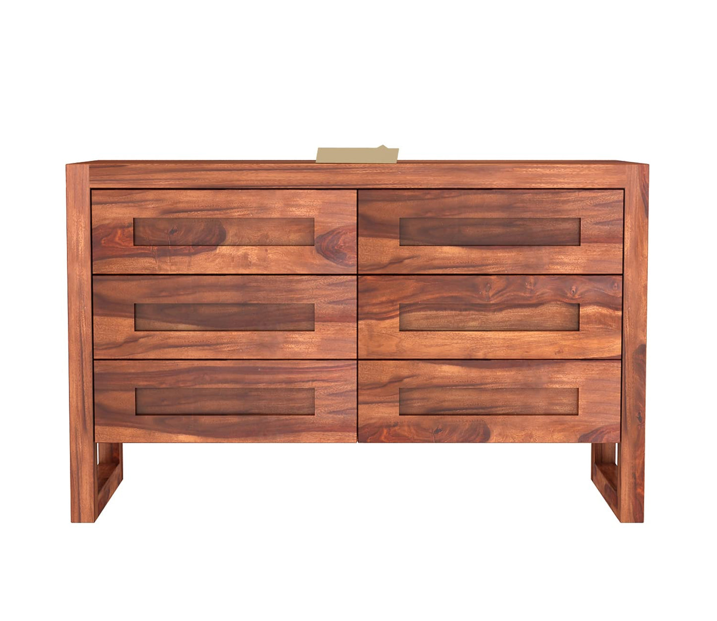Solid Sheesham Wood 6-Drawer Chest of Drawers Sideboard Wilson Honey