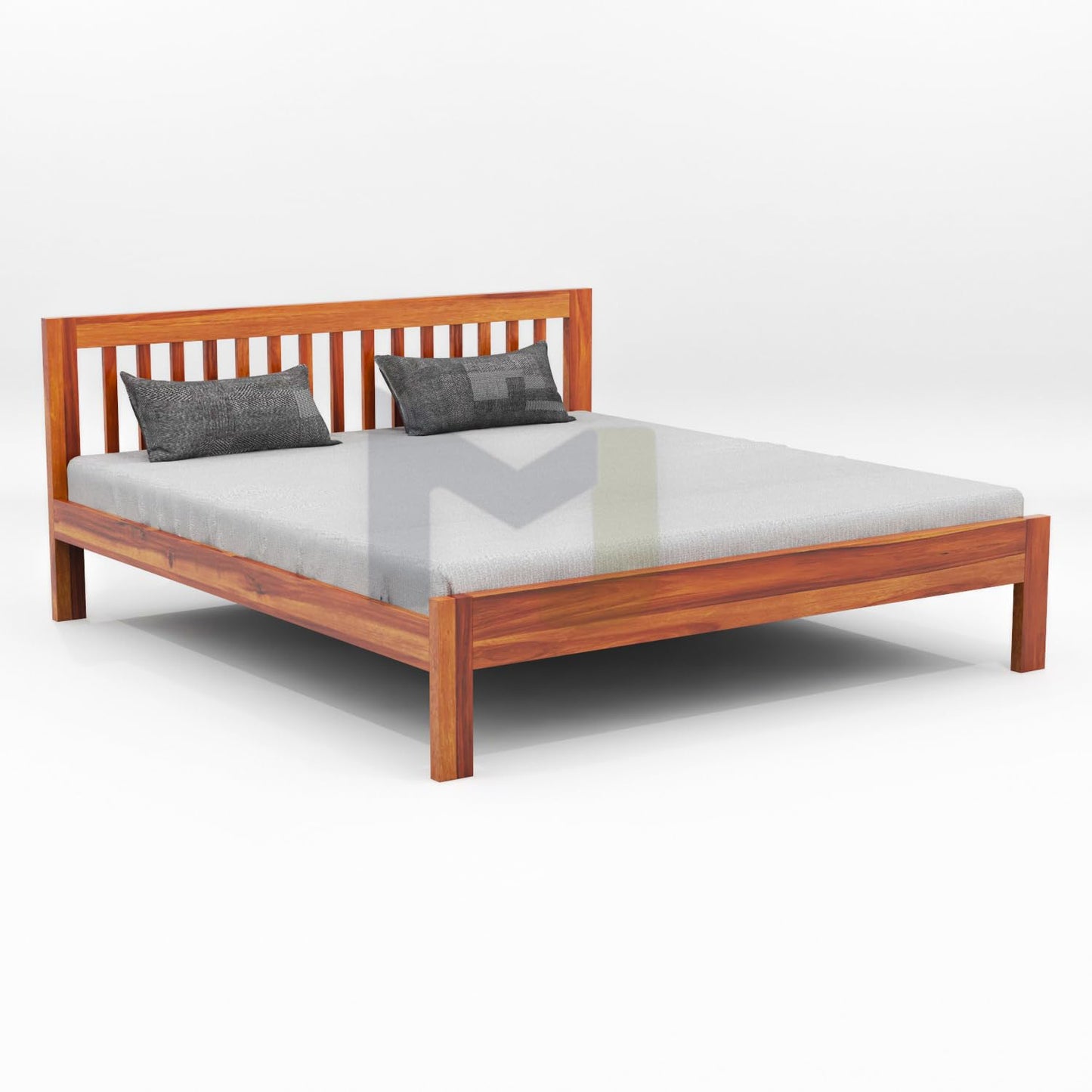 Solid Sheesham Wood Low Height Platform King Bed Without Storage