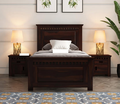 Solid Sheesham Wood Single Bed Cot Without Storage