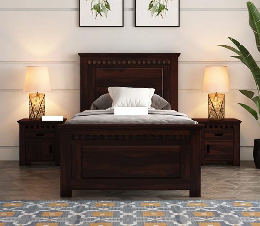 Solid Sheesham Wood Single Bed Cot Without Storage