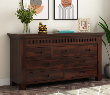 Solid Sheesham Wood 7-Drawer Chest of Drawers | Walnut Finish