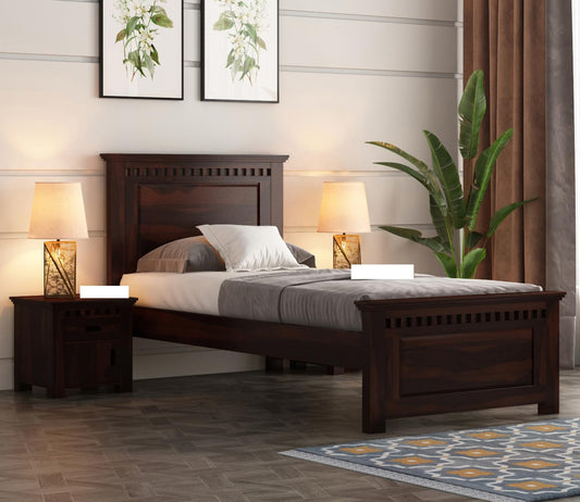 Solid Sheesham Wood Single Bed Cot Without Storage