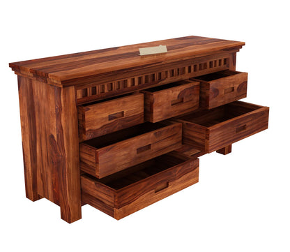 Solid Sheesham Wood Chest of Drawers / Dresser Cabinet with 7 Drawers