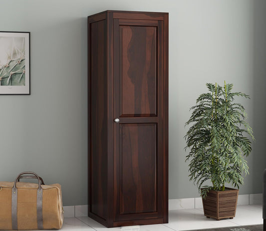 Solid Sheesham Wood Single Door Almirah Wardrobe with Shelves
