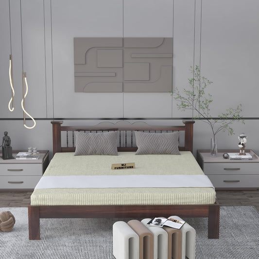 Solid Sheesham Wood Queen Double Bed Cot Without Storage